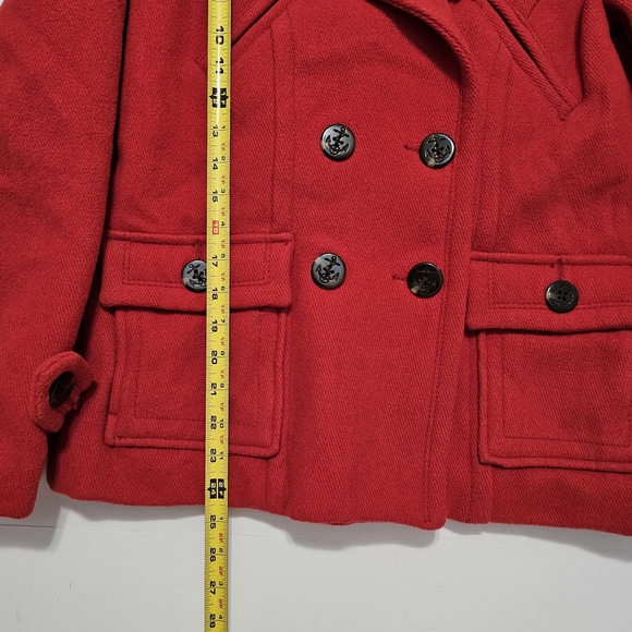 American Eagle Outfitters Wool Blend Double Breasted Peacoat Medium Red - Picture 15 of 16